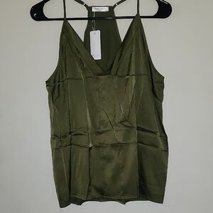 Ekouaer Olive Camisole Top Razor Back Spaghetti Strap Cami Top